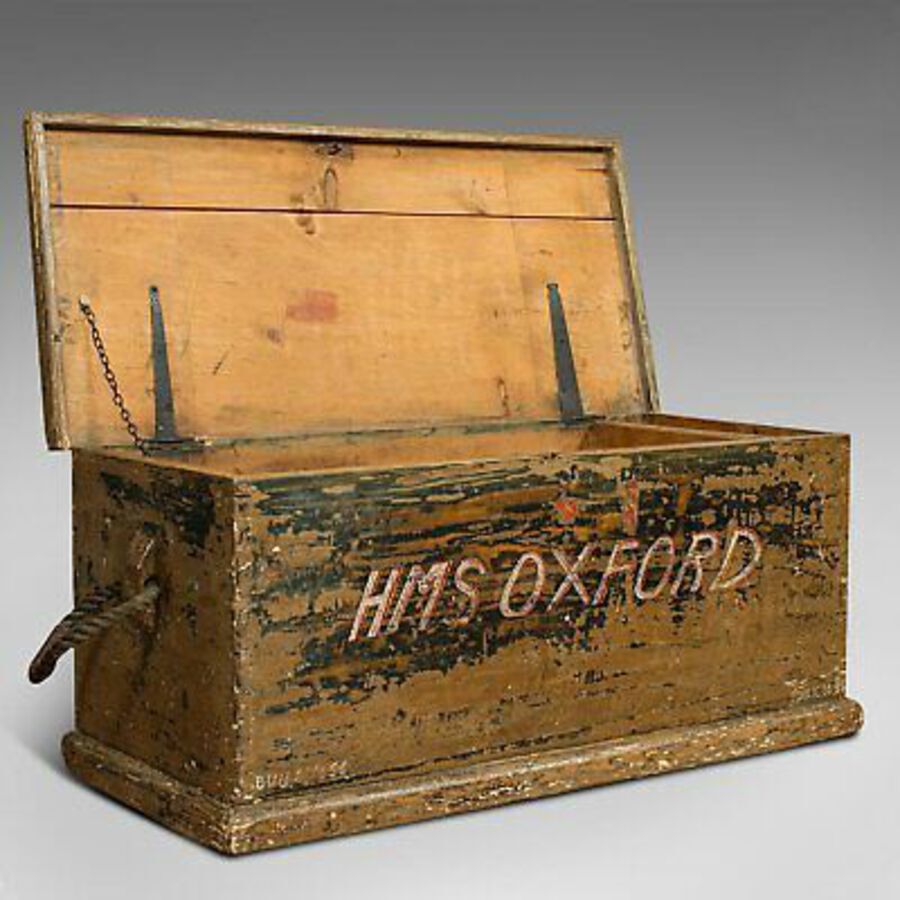 Antique Antique Ship's Chest, English, Pine, Merchant, Tool Trunk, Victorian, Circa 1850