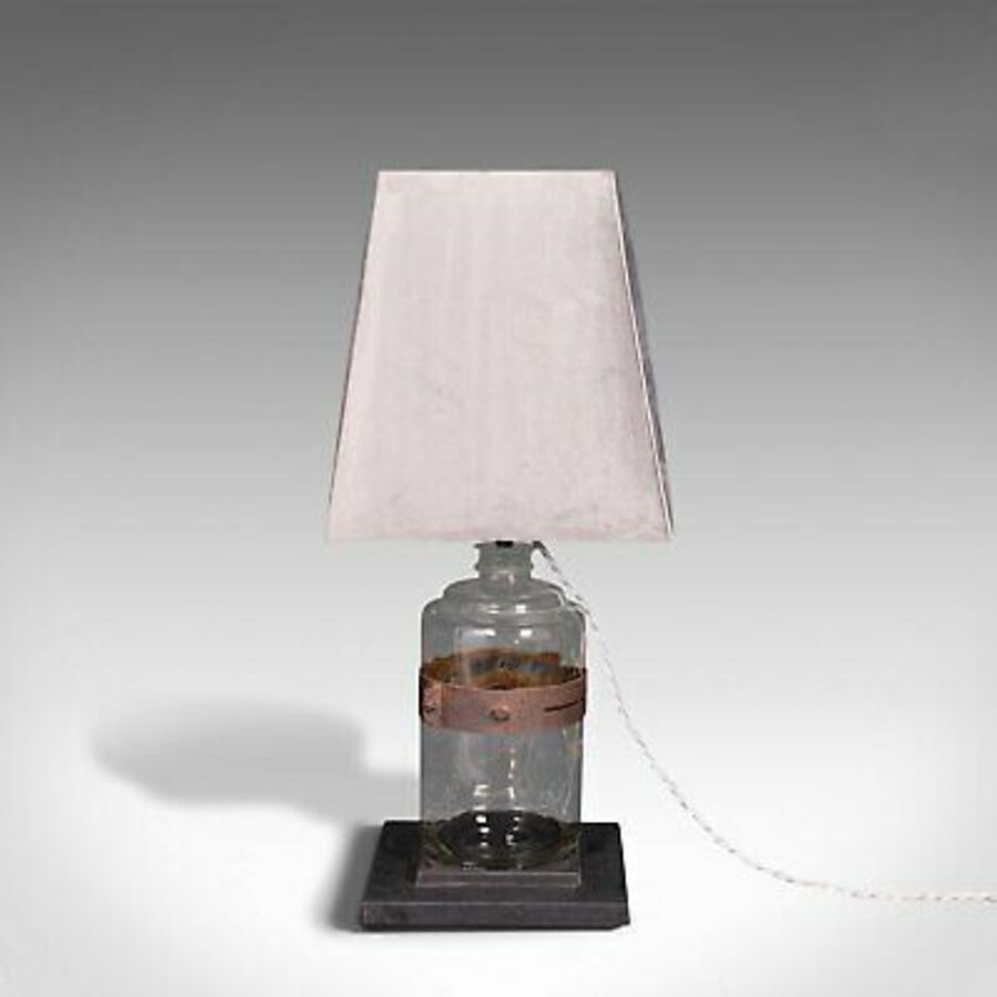 Antique Pair Of, Antique Jar Lamps, English, Glass, Slate, Side Light, Victorian, C.1900