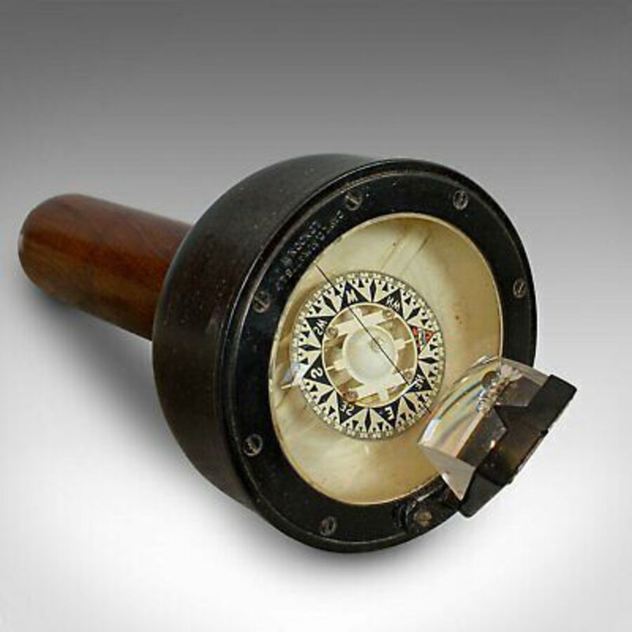 Antique Vintage, Handheld Bearing Compass, English, Oak, Maritime, Navigation, Sestrel