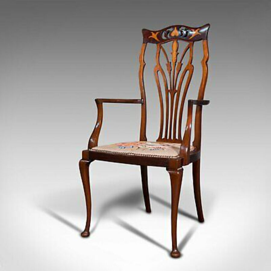 Antique Antique Elbow Chair, English, Occasional, Art Nouveau, Libertyesque, Victorian