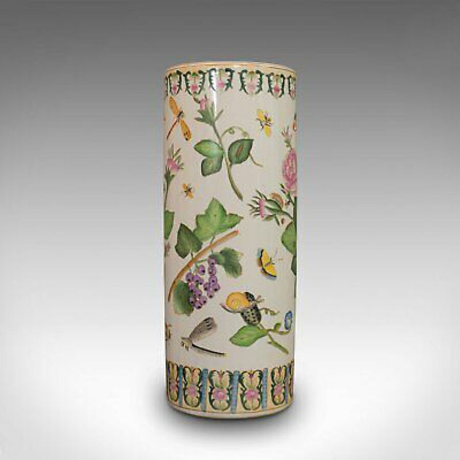 Antique Large Vintage Stick Stand, Oriental, Ceramic, Decorative Vase, Art Deco, C.1940