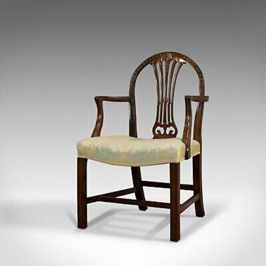 Antique Pair Of, Antique Hepplewhite Revival Carvers, Mahogany, Arm Chair, Victorian
