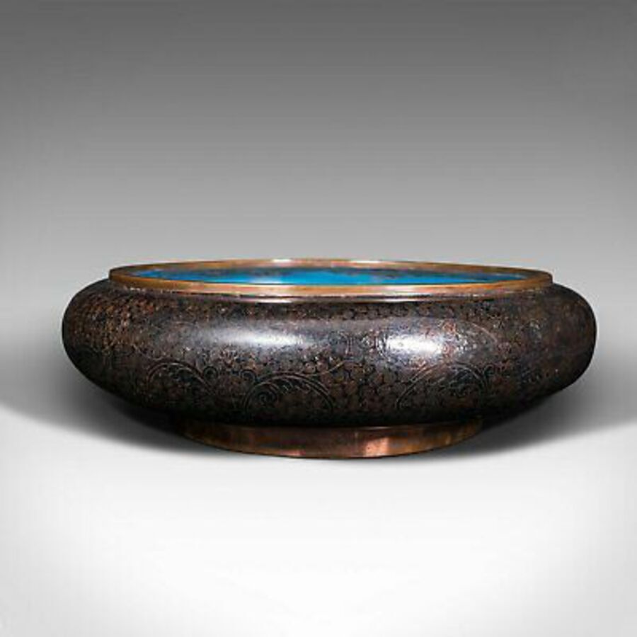 Antique Large Antique Cloisonne Bowl, Chinese, Ceramic, Fishbowl, Serving Dish, C.1900