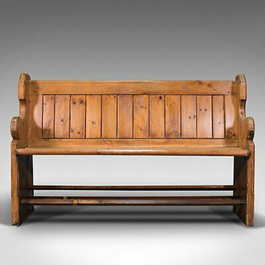 Antique Antique Bench Seat, English, Pine, Pew, Ecclesiastic Taste, Victorian, C.1900