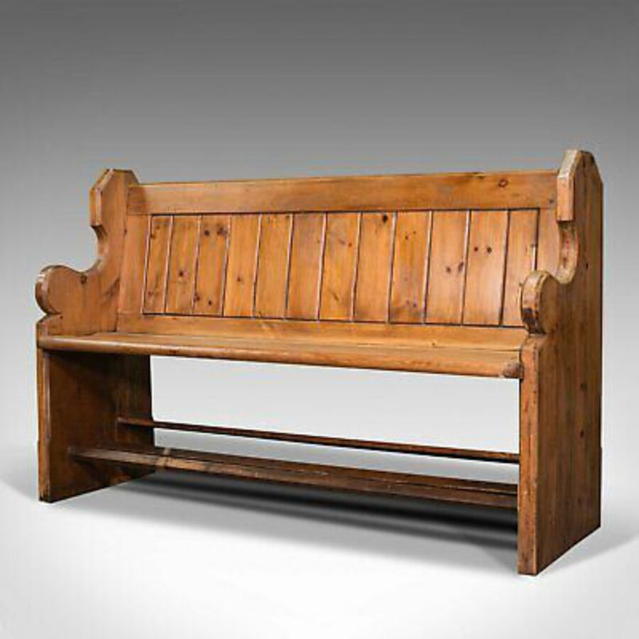 Antique Antique Bench Seat, English, Pine, Pew, Ecclesiastic Taste, Victorian, C.1900