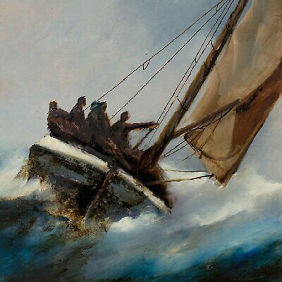 Antique Dramatic Marine Seascape, Oil Painting, Maritime, Original, Art, 15.25