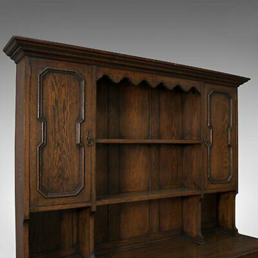 Antique Antique Dresser, English, Oak, Sideboard Cabinet, Jacobean Revival, Victorian