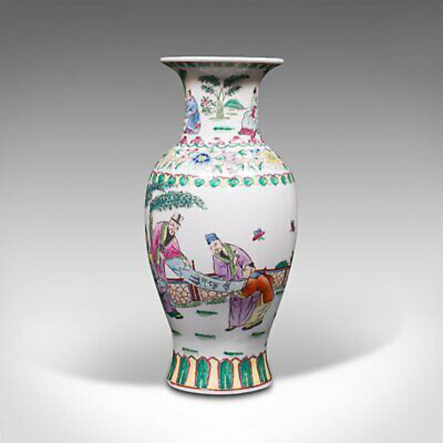 Antique Antique Posy Vase, Chinese, Ceramic, Baluster, Hand Painted, Victorian, C.1900