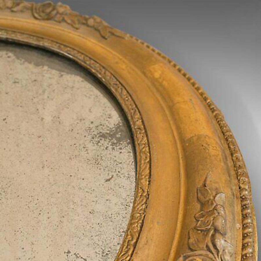 Antique Antique Oval Mirror, English, Gilt Gesso, Mercury Plate, Georgian, Circa 1800