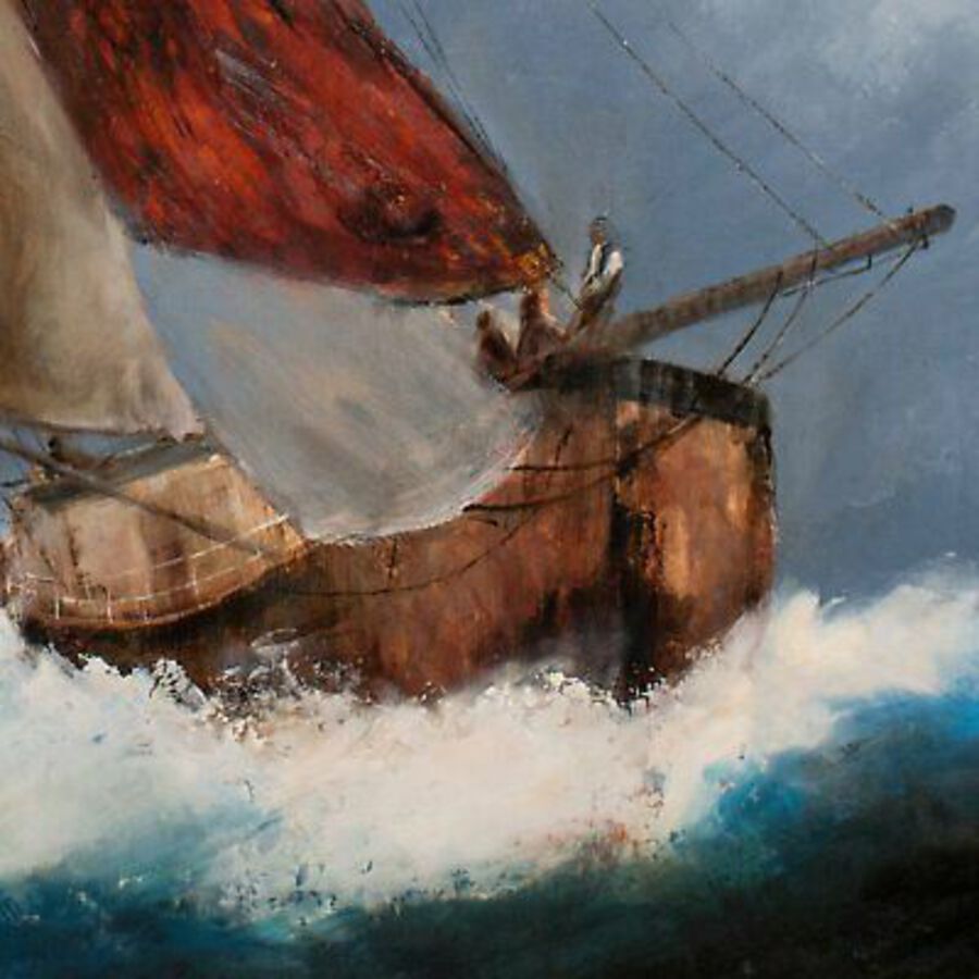 Antique Large Sailing Seascape, Oil Painting, Marine, Maritime, Ships, Art, Original