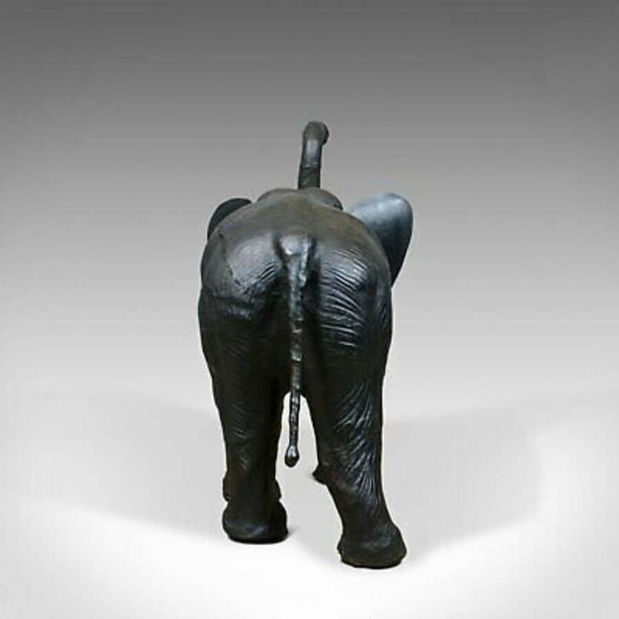 Antique Large Vintage Leather Elephant Sculpture, 3 Foot Tall Model, Mid 20th Century