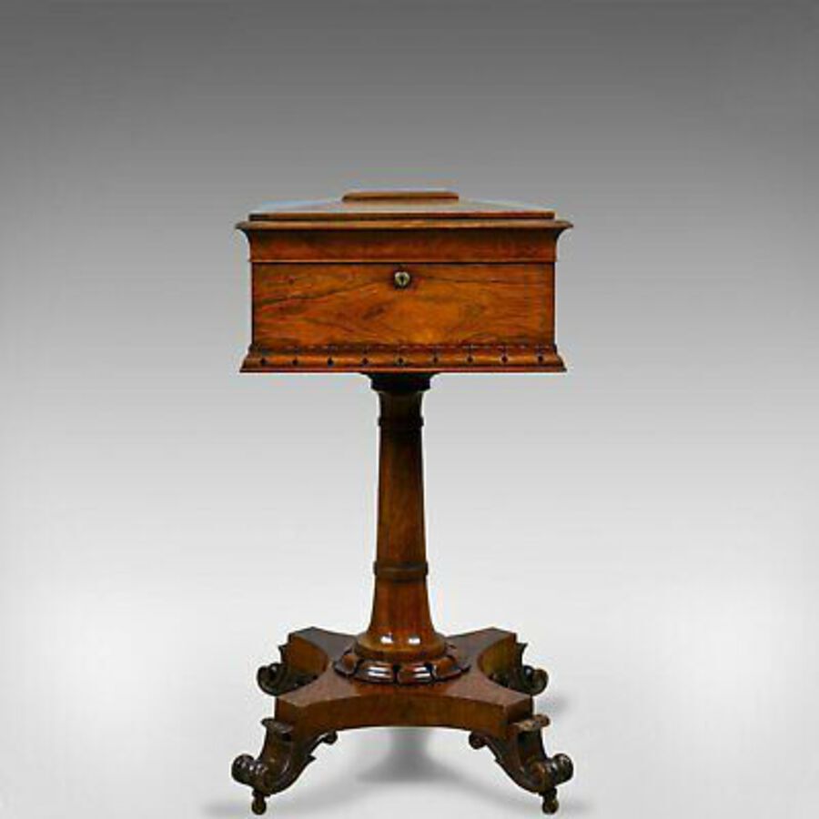 Antique Antique Teapoy, English, William IV, Rosewood, Work Box, 19th Century Circa 1835