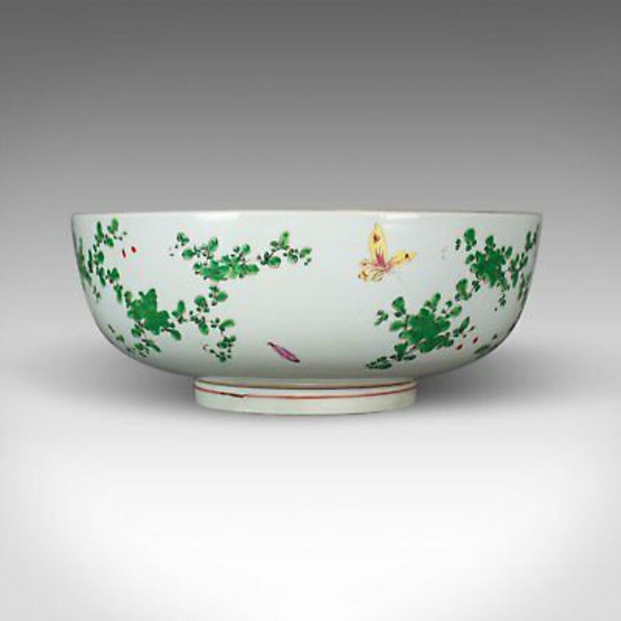Antique Large Chinese Porcelain Lychee Bowl, Natural Tones, White Ground, 20th Century