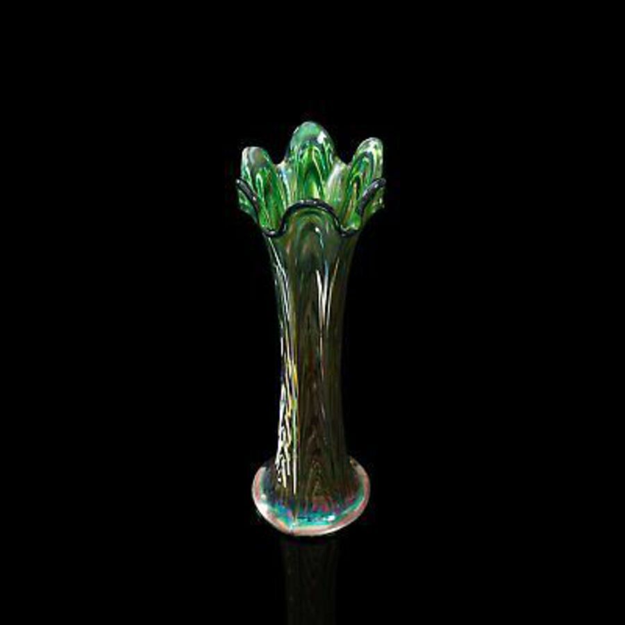 Antique Vintage Flower Vase, English, Carnival Glass, Fluted, Early 20th Century, 1930