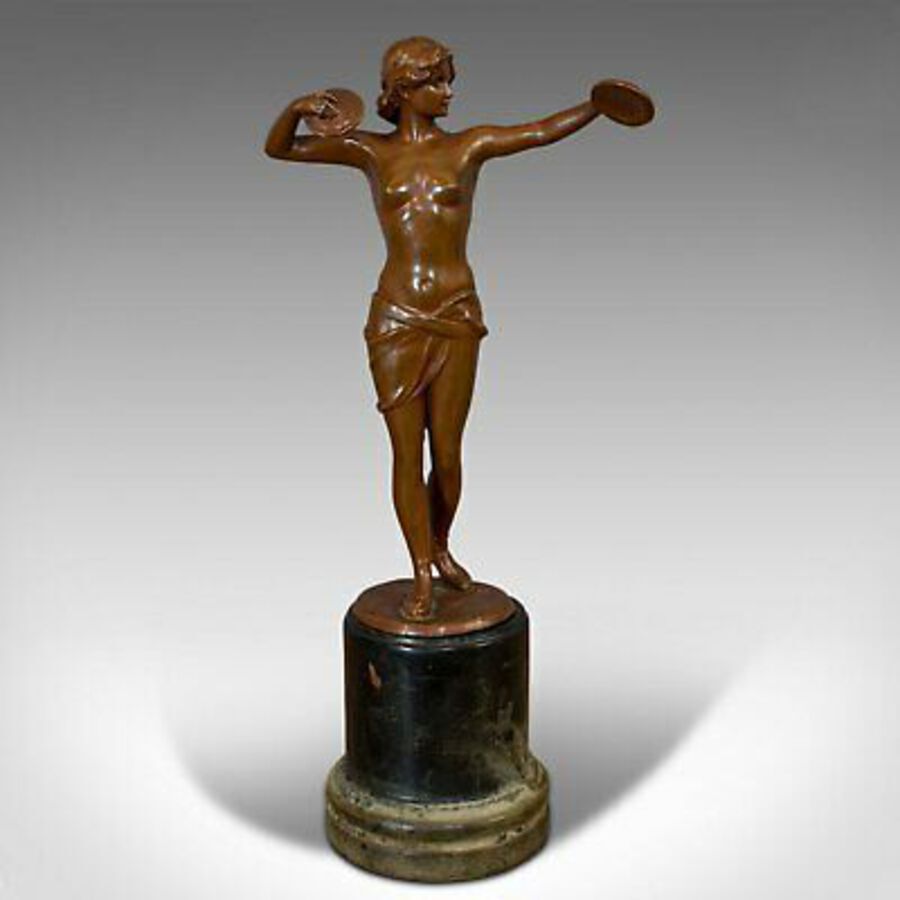 Antique Vintage Female Figure, French, Bronze Spelter, Art Deco, Statuette, Circa 1930