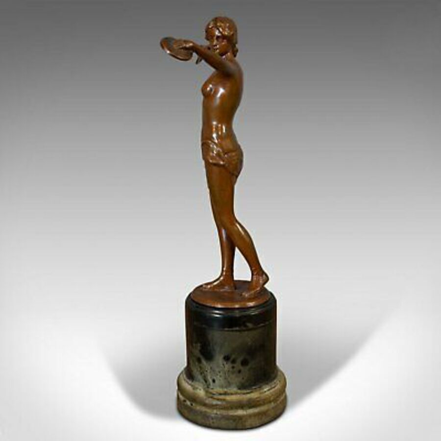 Antique Vintage Female Figure, French, Bronze Spelter, Art Deco, Statuette, Circa 1930