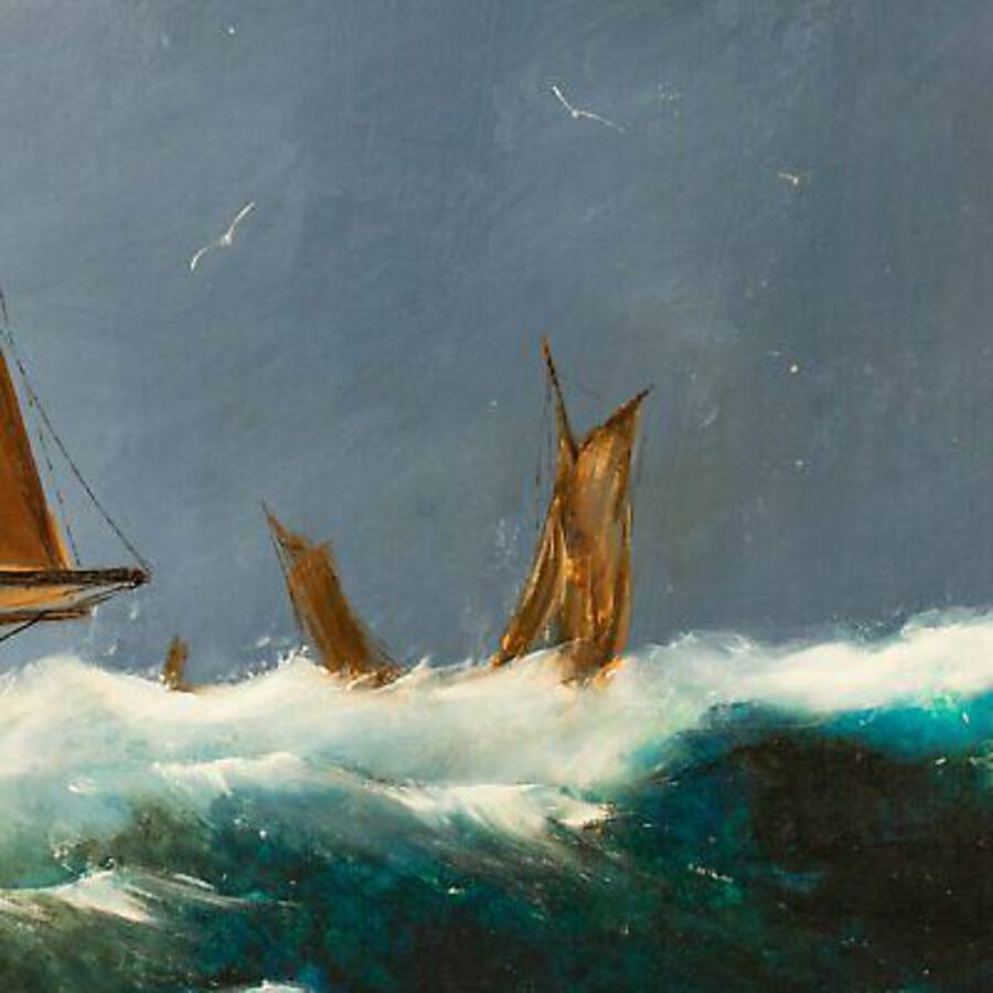 Antique Large Maritime Oil painting, Vintage Ship, Marine, Art, Original, 39