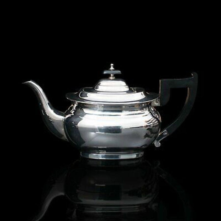 Antique Vintage Tea Set, English, Silver Plate, Teapot, Dish, Pouring Jug, Art Deco