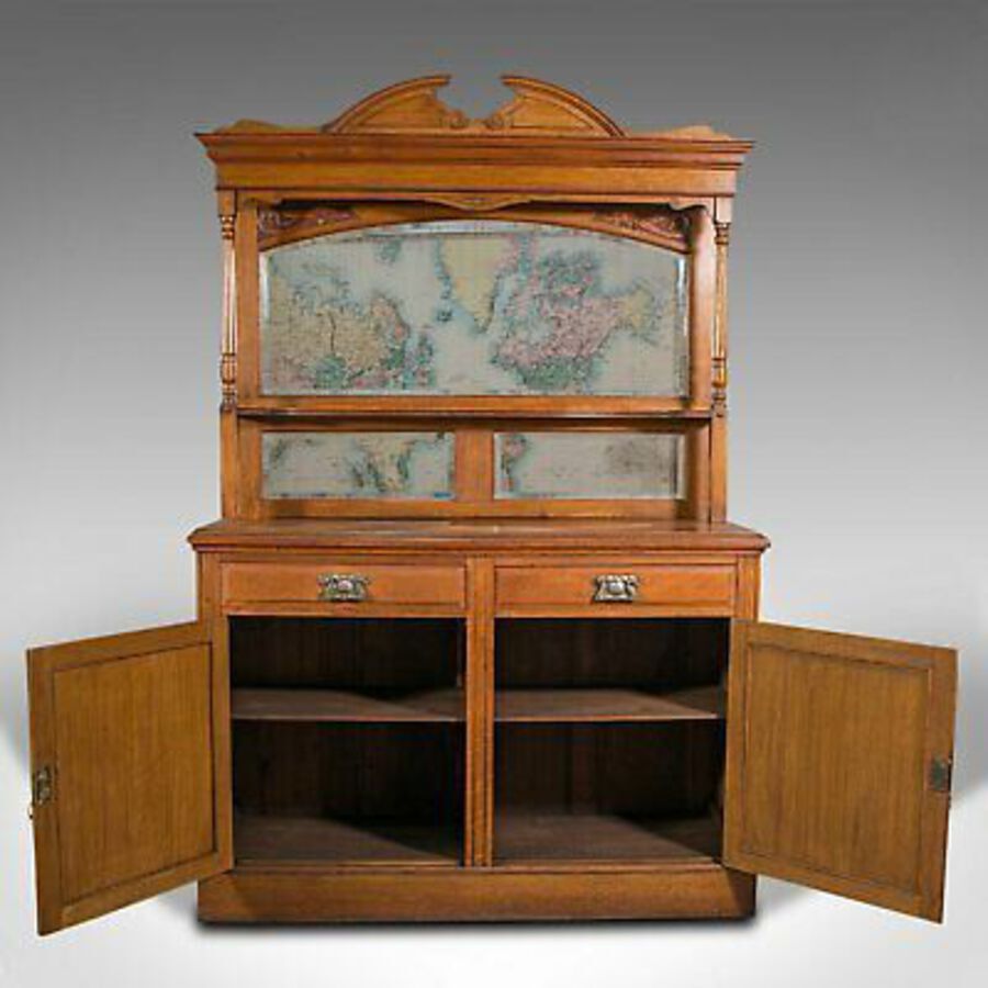 Antique Large Antique Sideboard, English, Oak, Mirror, Cabinet, Arts & Crafts, Victorian