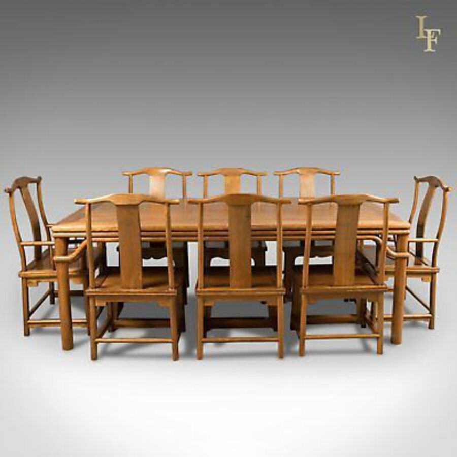 Antique Mid-Century Chinese Table & 8 Chairs in Traditional Taste