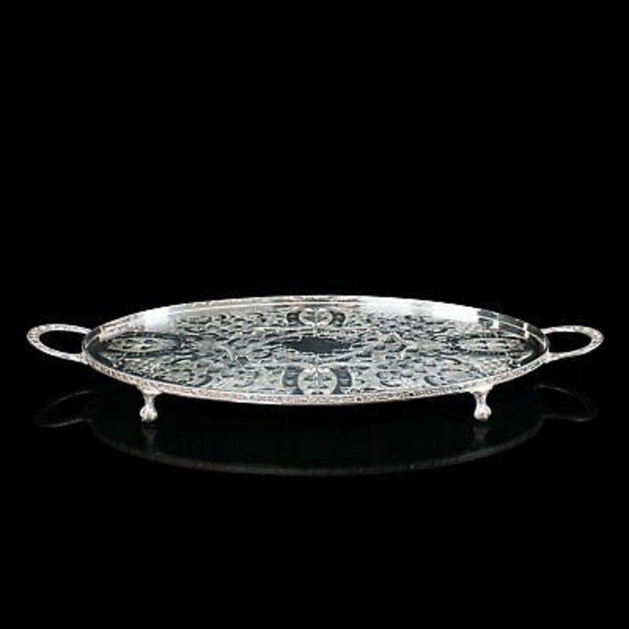 Antique Vintage Oval Serving Tray, English, Silver Plate, Afternoon Tea, Viners, C.1950