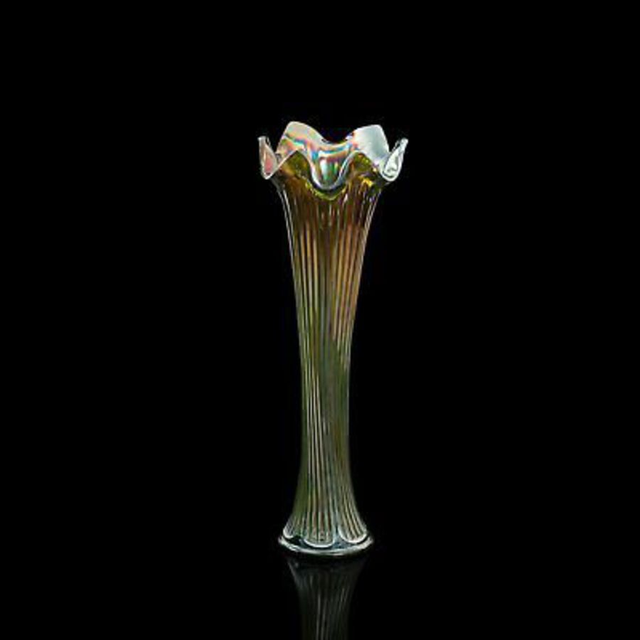 Antique Tall Vintage Flower Vase, English, Decorative, Glass, Carnival, 20th.C, C.1930