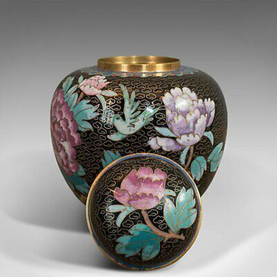 Antique Antique Ginger Jar, Oriental, Cloisonne, Decorative, Spice Urn, Victorian, 1900