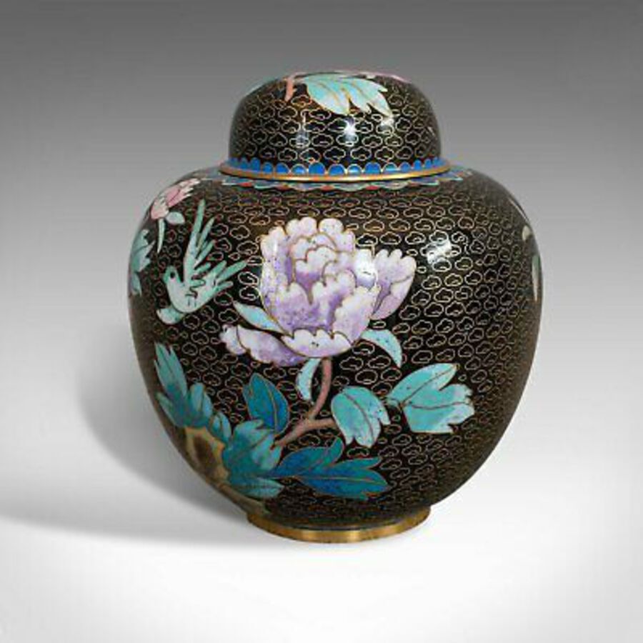 Antique Antique Ginger Jar, Oriental, Cloisonne, Decorative, Spice Urn, Victorian, 1900