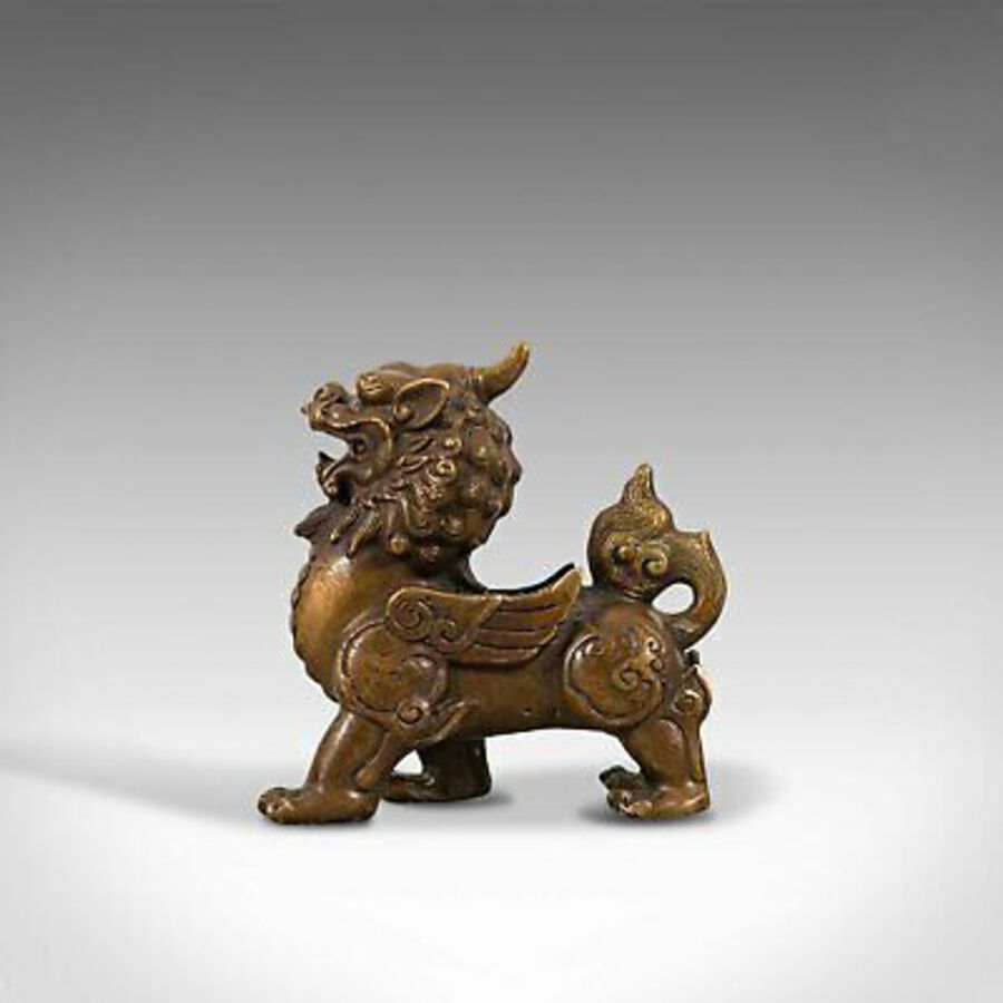 Antique Small Antique Pixiu Figure, Oriental, Brass, Mythological, Statue, Victorian