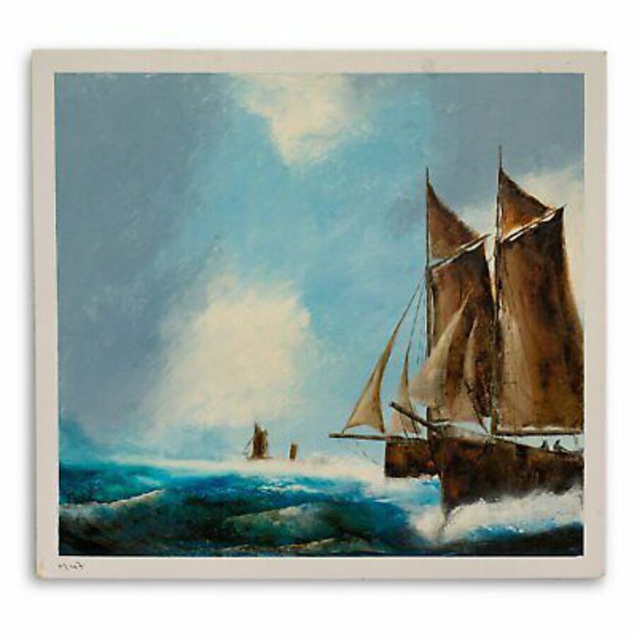Antique Classic Maritime, Oil Painting, Marine, Original, Ships, Ocean, Art, 25