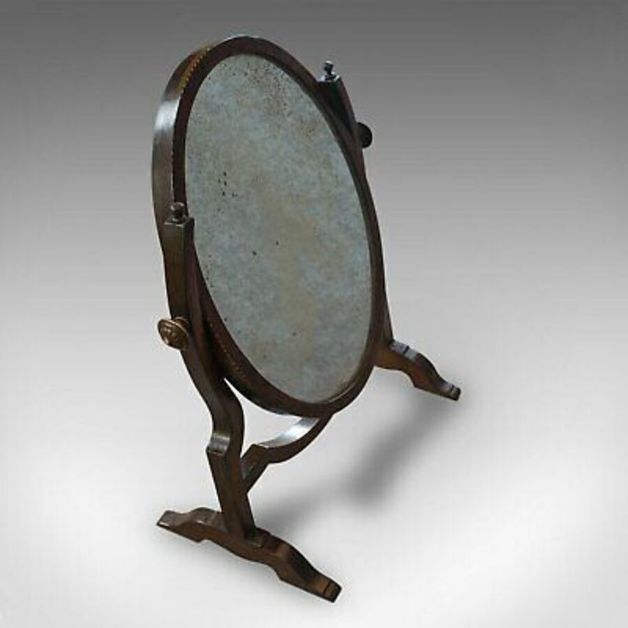 Antique Antique Vanity Mirror, English, Oak, Mahogany, Dresser, Regency, Circa 1820