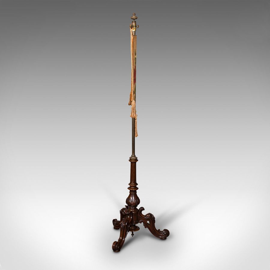 Antique Antique Pendant Pole Screen, English Walnut, Fireside, Decorative Stand, Regency