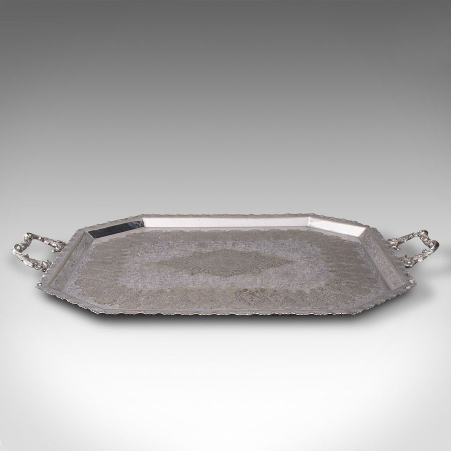 Antique Antique Presentation Serving Tray, English, Silver Plated, Afternoon Tea, C.1895