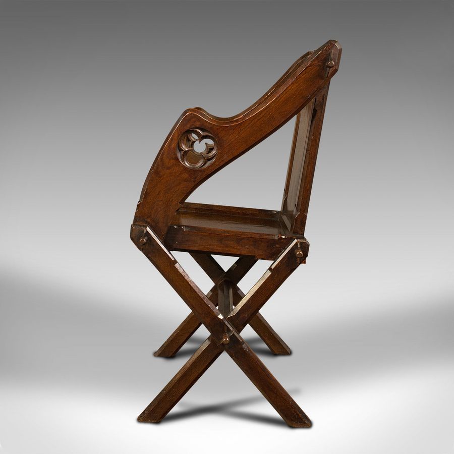 Antique Antique Glastonbury Chair, English, Pitch Pine Armchair, Gothic Taste, Victorian