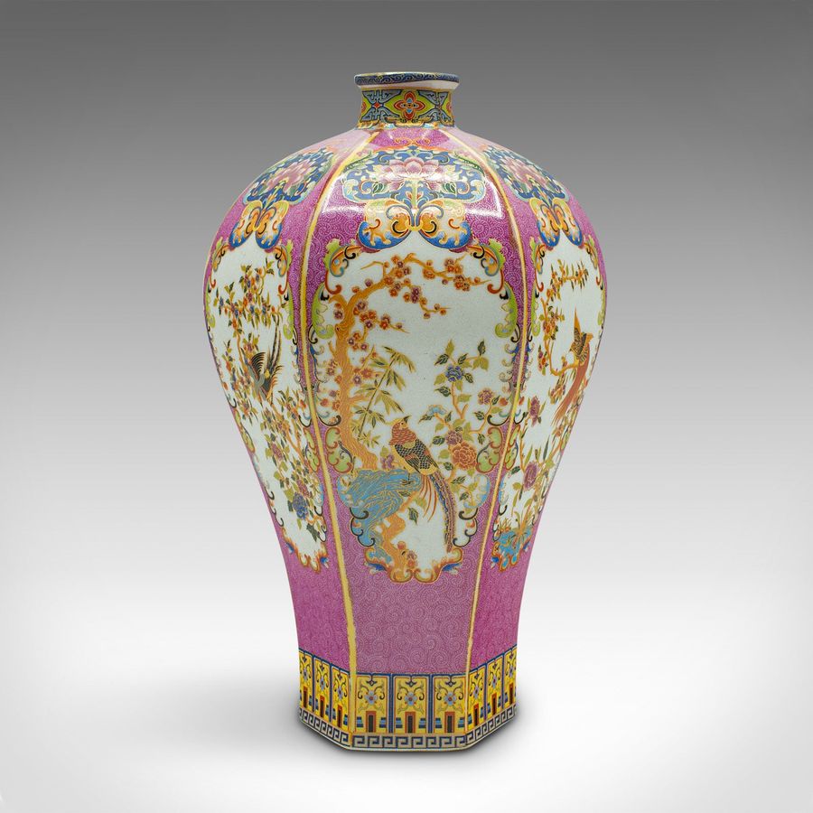 Antique Antique Hexagonal Posy Vase, Chinese, Ceramic, Baluster Urn, Victorian, Qing