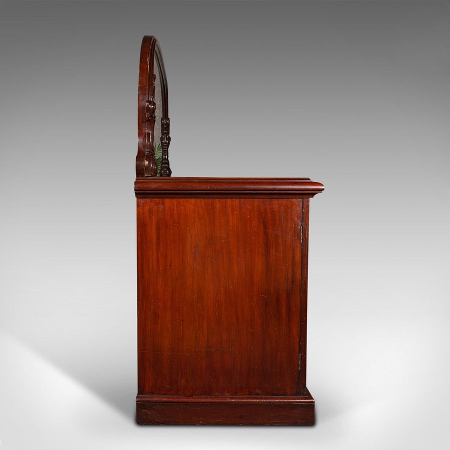 Antique Antique Pedestal Sideboard, English, Dresser Cabinet, Large Mirror, Victorian