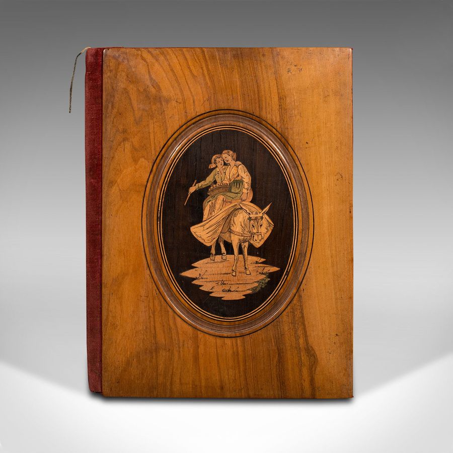 Antique Antique Lover's Folio, Italian Walnut, Decorative, Grand Tour, Sleeve, Victorian