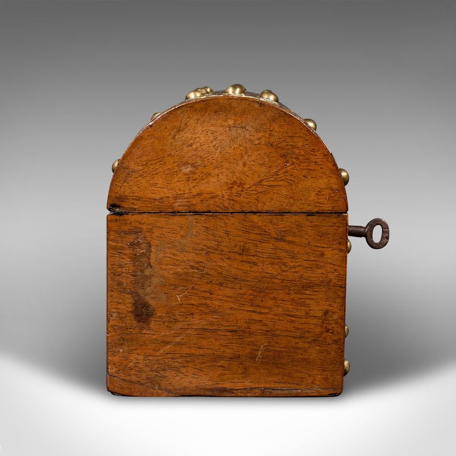 Antique Antique Dome Top Calling Card Box, English, Walnut, Brass, Desk Tidy, Victorian