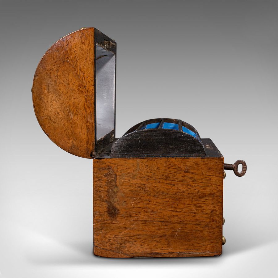 Antique Antique Dome Top Calling Card Box, English, Walnut, Brass, Desk Tidy, Victorian