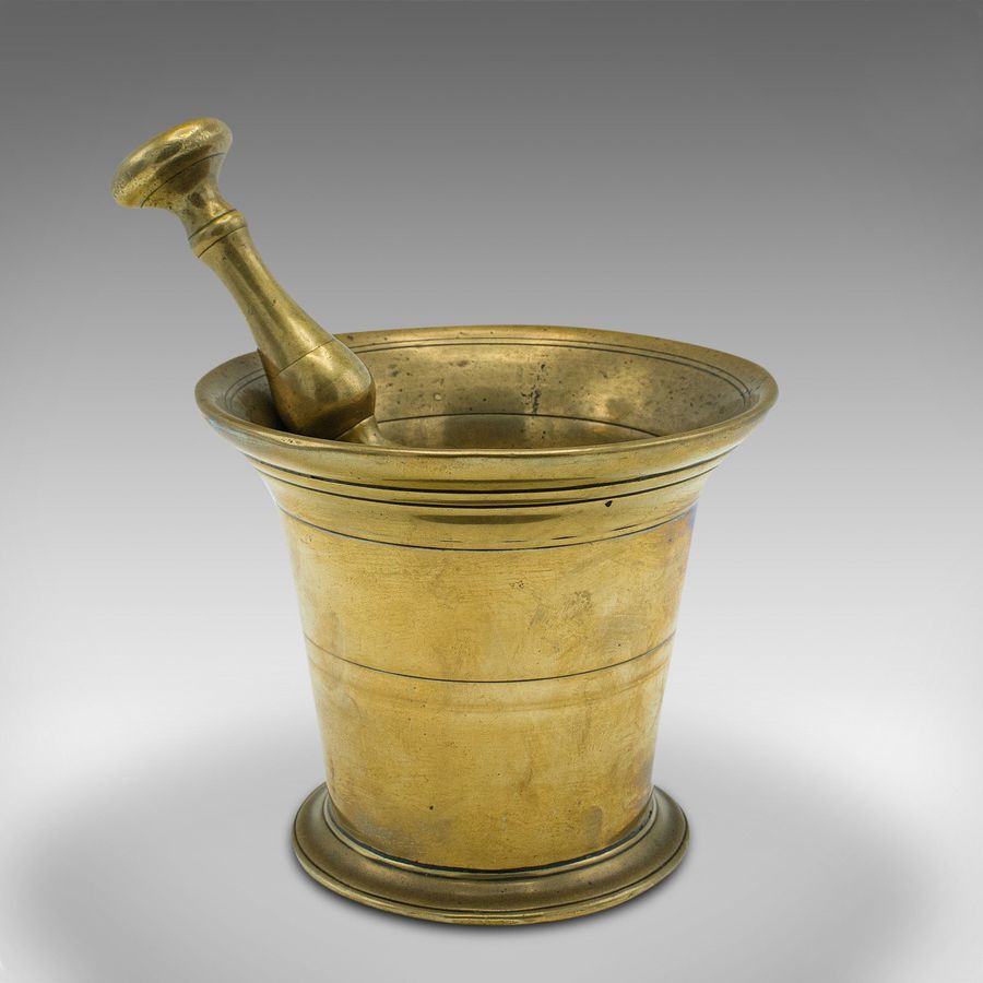 Antique Antique Apothecary Mortar and Pestle, English, Brass, Chemist, Victorian, C.1850