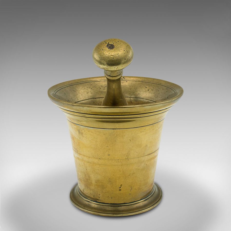 Antique Antique Apothecary Mortar and Pestle, English, Brass, Chemist, Victorian, C.1850