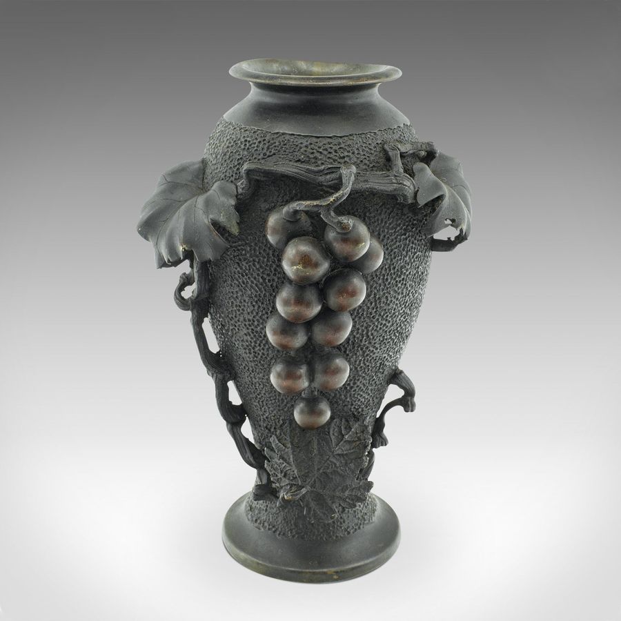 Antique Pair Of Antique Decorative Vases, Japanese, Bronze Baluster, Meiji, Victorian