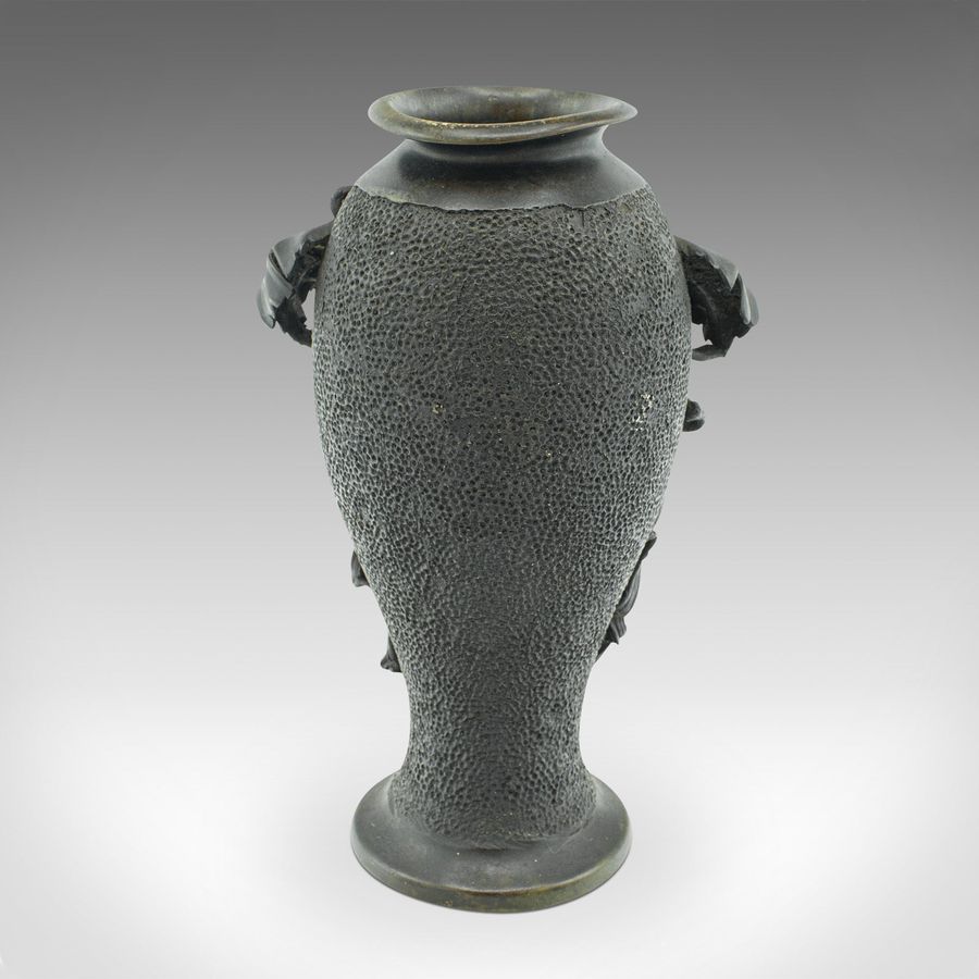 Antique Pair Of Antique Decorative Vases, Japanese, Bronze Baluster, Meiji, Victorian