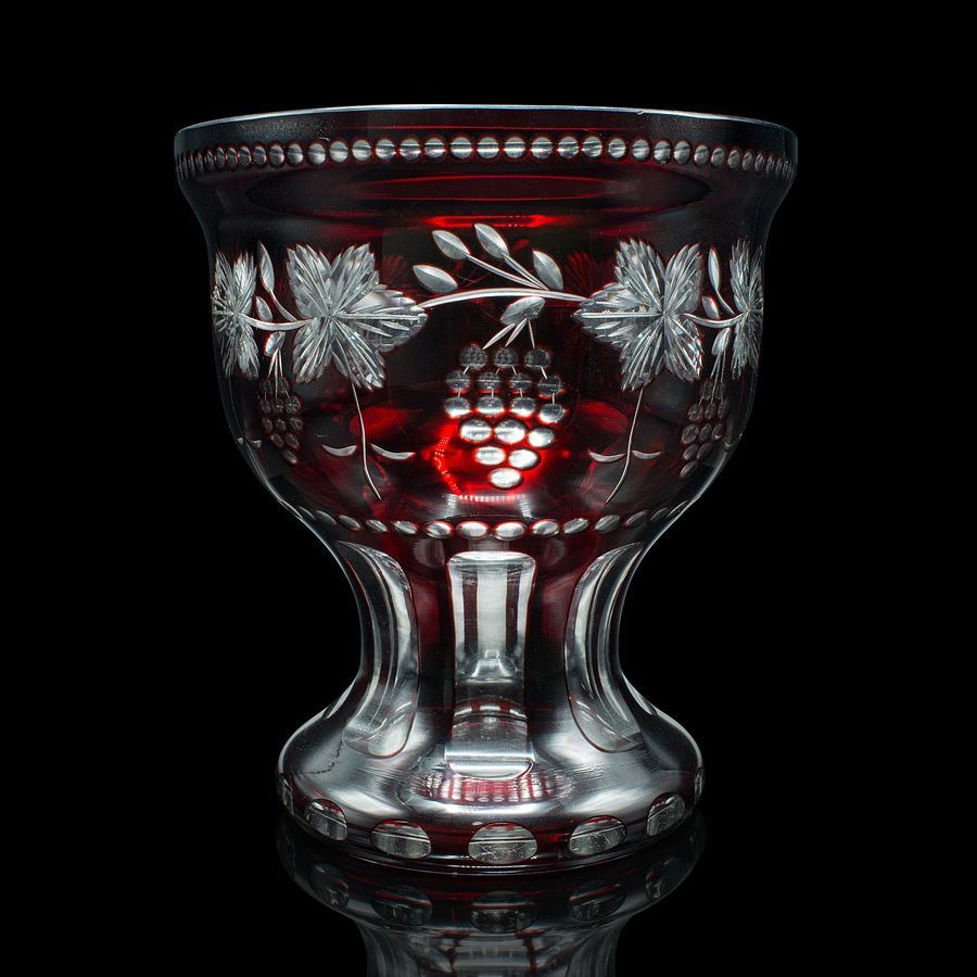 Antique Antique Ruby Pedestal Bowl, Continental, Glass, Decorative Ice Bucket, C.1920