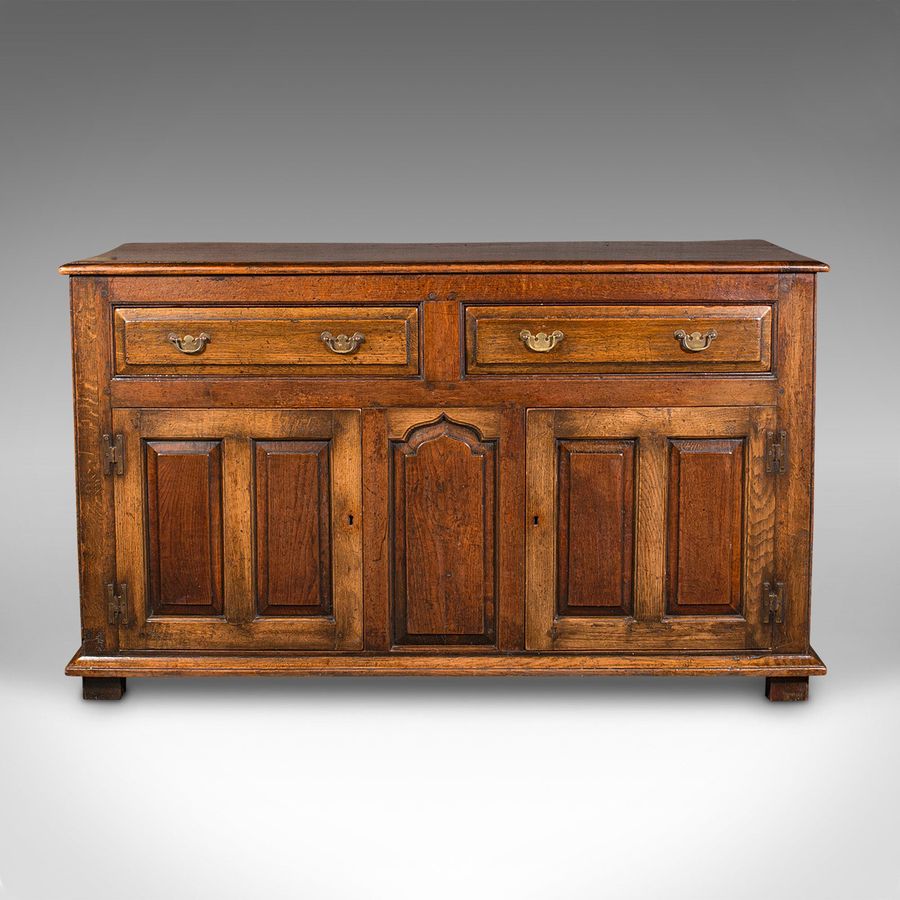 Antique Antique Country Housekeeper's Cabinet, English Oak, Dresser Base, Georgian, 1800