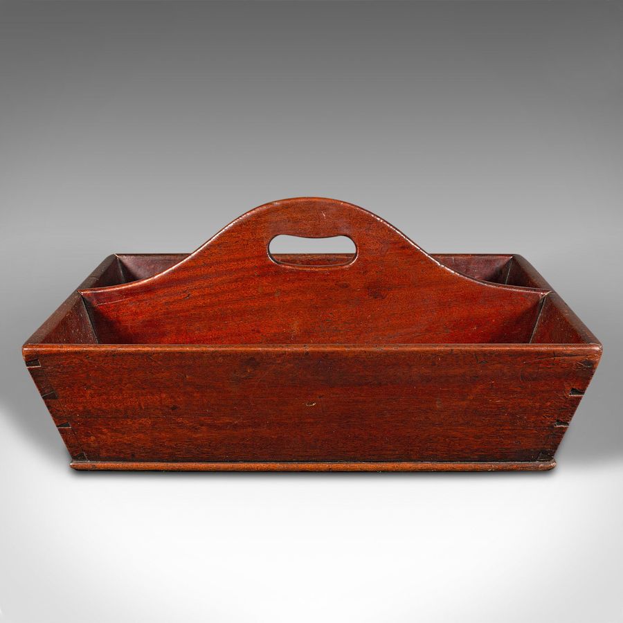 Antique Antique Butler's Duties Trug, English, Two Division Cutlery Tray, Georgian, 1800