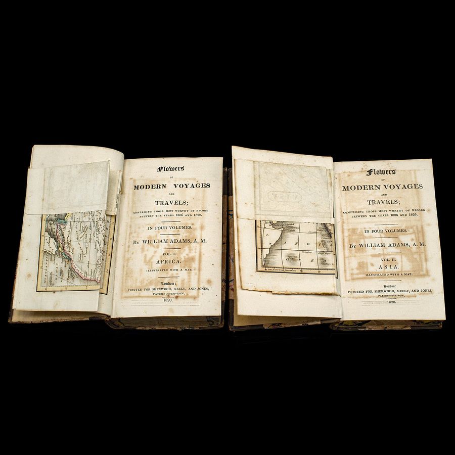 Antique 4 Vols Antique Botany Books, Flowers of Modern Voyages, English, Georgian, 1820