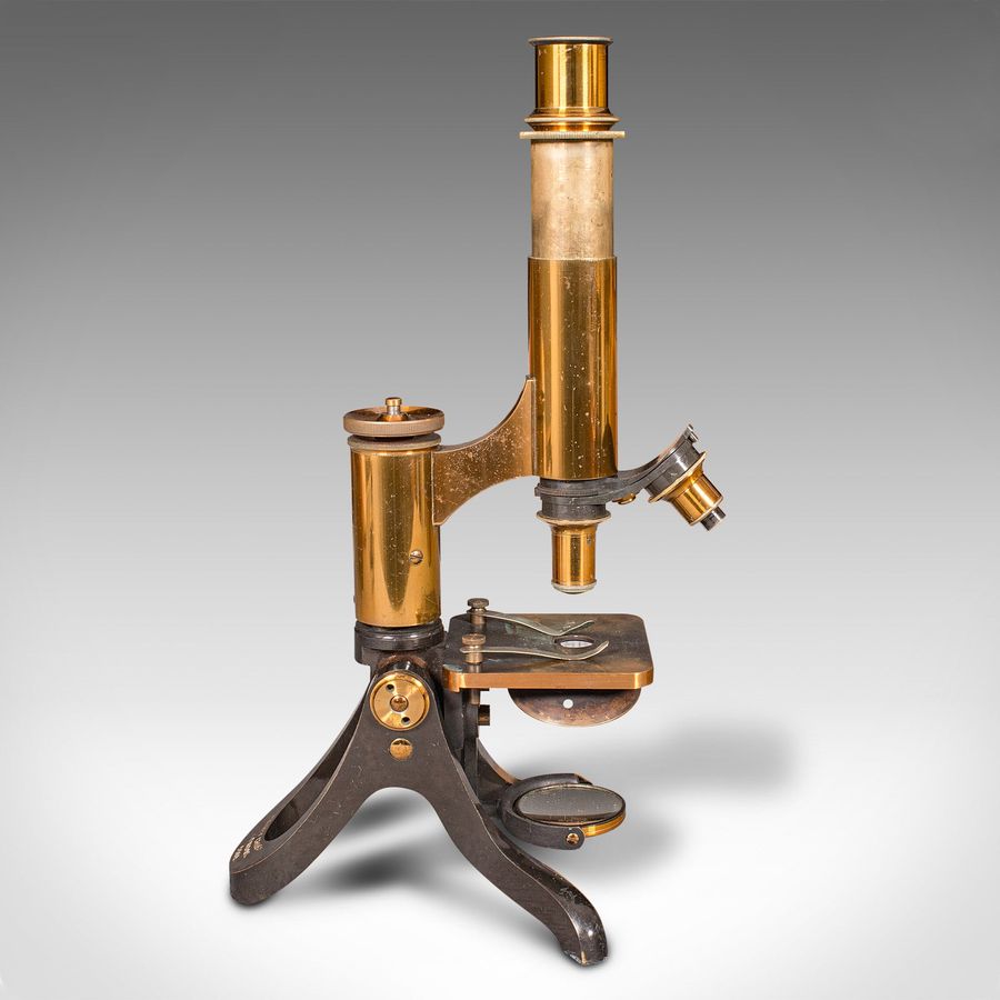 Antique Antique Scholar's Microscope, English, Brass, Scientific Instrument, Victorian