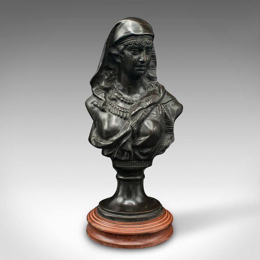 Antique Antique Portrait Bust, French, Decor, Female Bronze Statue, Victorian, C.1900