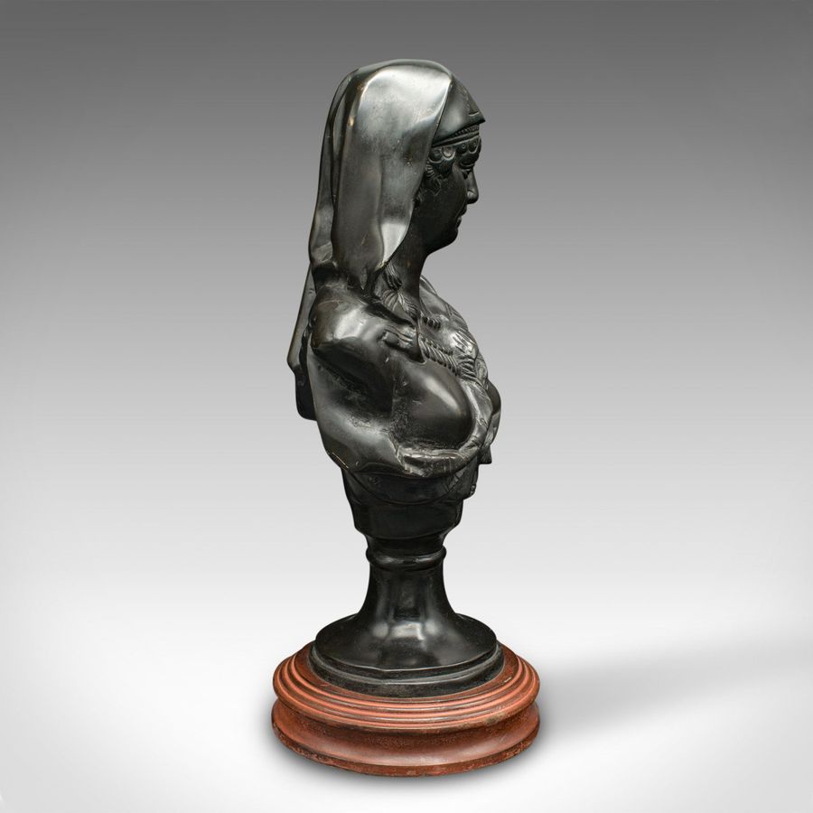 Antique Antique Portrait Bust, French, Decor, Female Bronze Statue, Victorian, C.1900